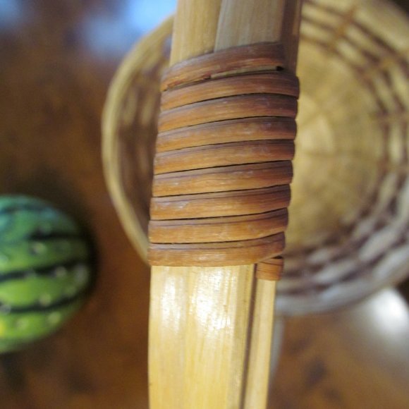 Vintage NWT Woolworth Woven Wicker Basket w/ Handle 14" Tall Two-Tone NEW - Picture 10 of 12